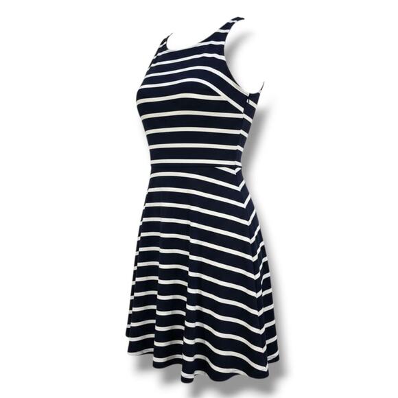 iZ Byer Women’s Navy & White Striped Fit & Flare Sleeveless Dress – Size XL - Picture 2 of 8